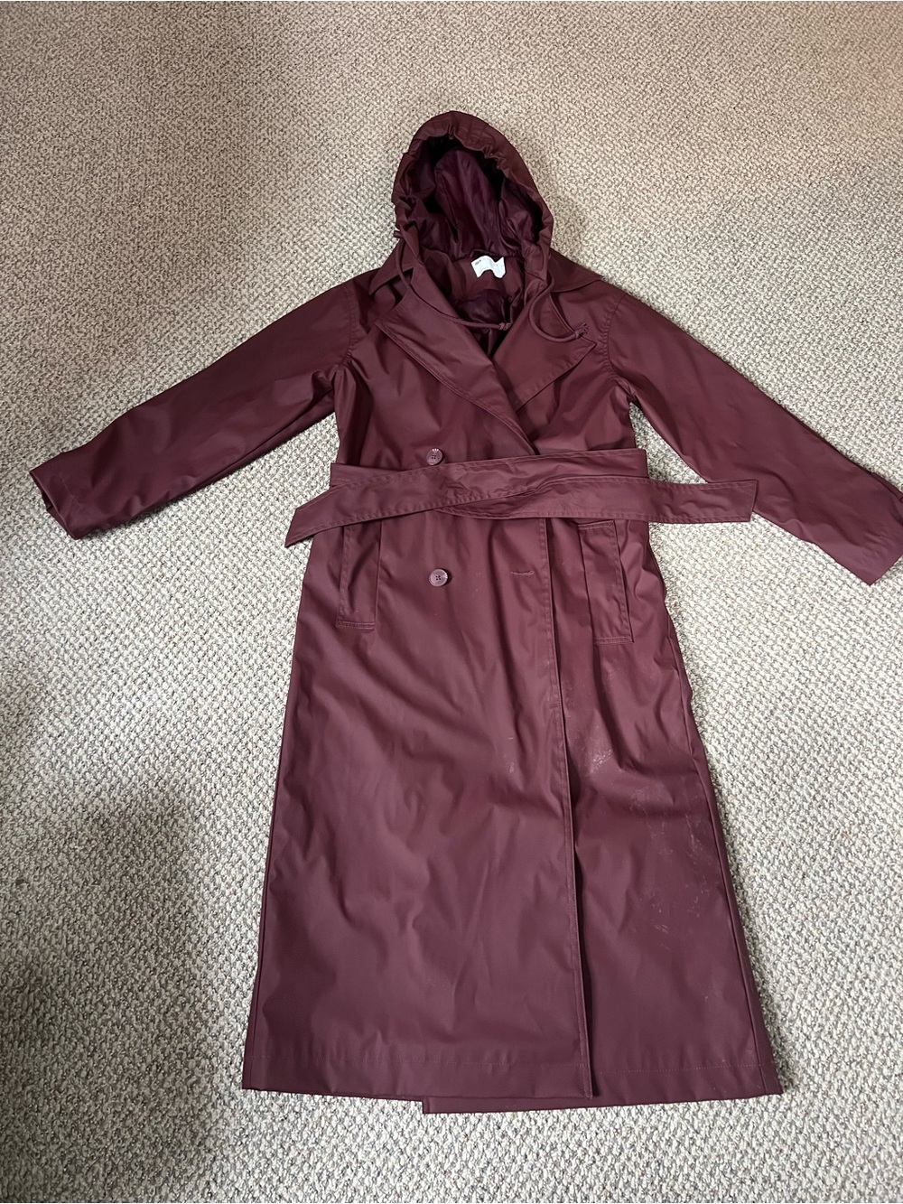 ASOS Women’s oversized Burgundy Hooded Trench Coat